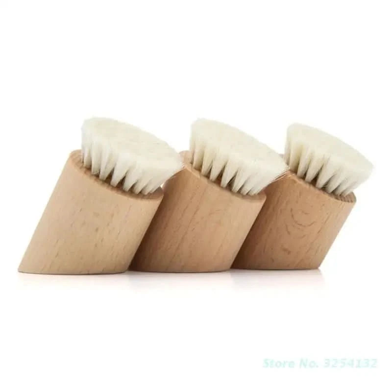 Wood Handle Facial Cleaning Brush Deep Clean Manual Soft Face Massager Skin Pore Clean Brush Face Care Brush Beauty Tool - M & M Global