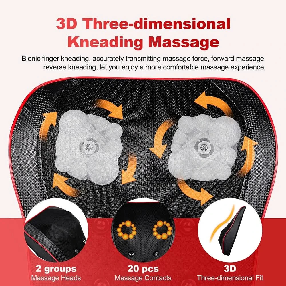 Shoulder Neck Back Trapezius Massage Pillow Shiatsu Kneading Cervical Ttraction Body Massager Car Back Pillow - M & M Global