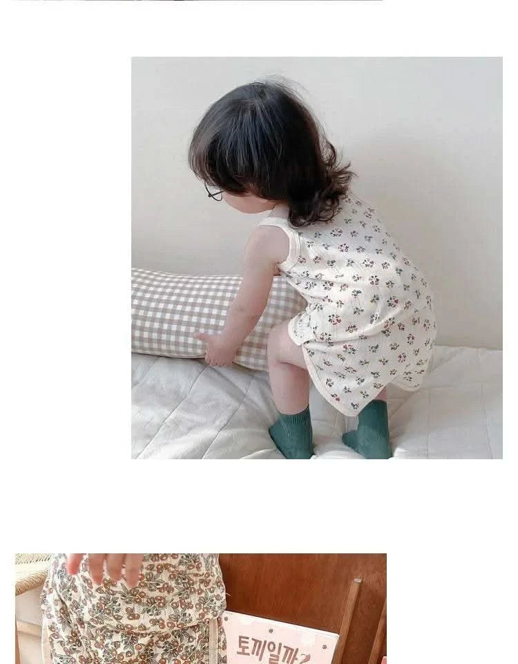Baby Clothes Sets Summer Toddler Girl Strap Suits Cotton Printing Baby Boy Tops Tee and Shorts Infant Tracksuit Newborn Sets - M & M Global