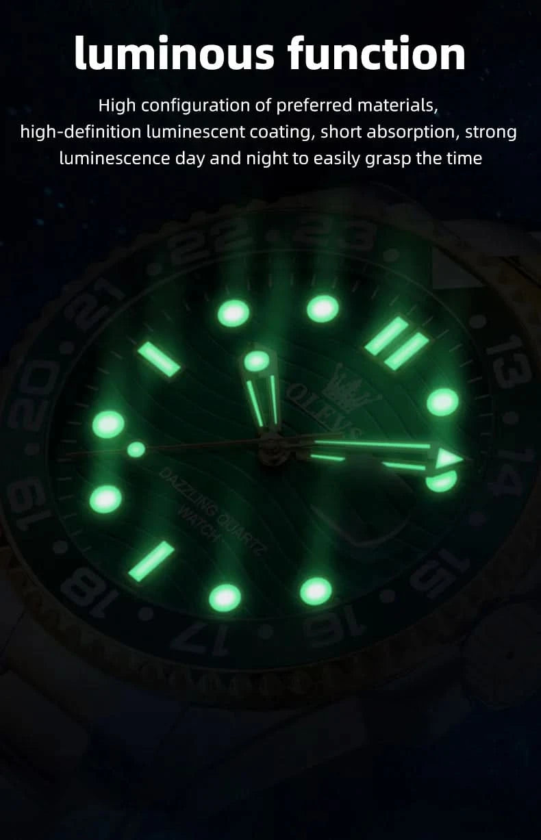 OLEVS Original Brand High Fashion Men's watch WaterproofCalendar Quartz Watch for Male Luminous Stainless Steel Authentic Watch - M & M Global
