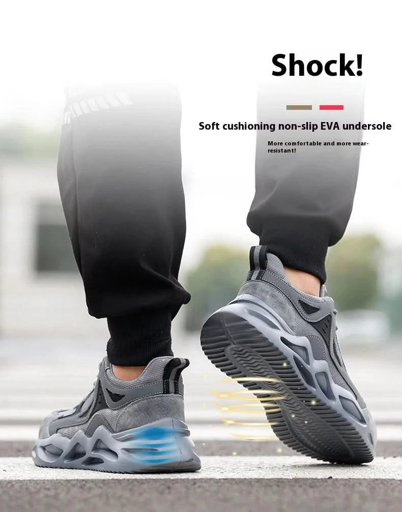 Men's Comfortable Soft-Soled Smash and Puncture Resistant Work Shoes