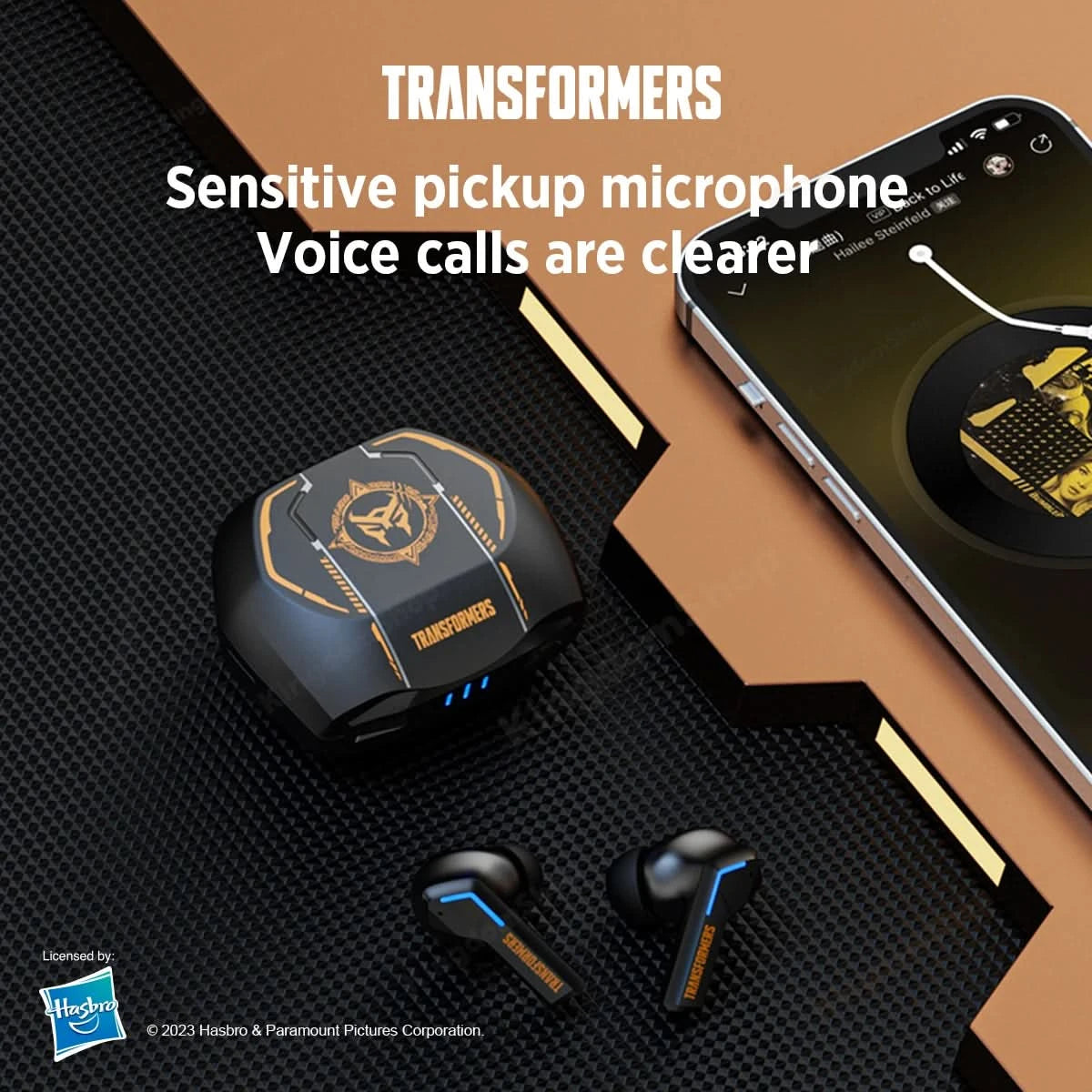 Ship From US Transformers TF-T06 Bluetooth Earphones Gaming Headset Low Latency with Mic Headphones HD Call Wireless Earbuds