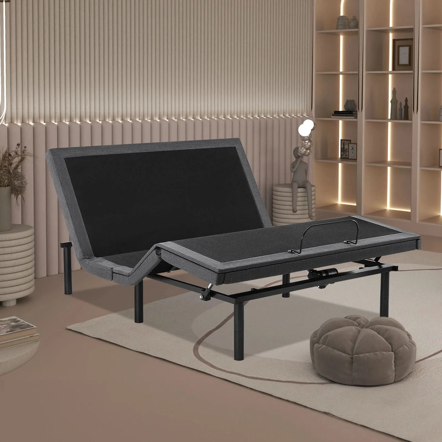 JHK Electric Queen Size Bed Ergonomic Adjustable Bed Frame with Wireless Remote Zero Gravity Bed with 2 USB Ports For Bed Room