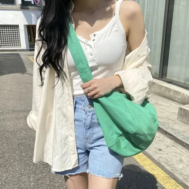 Women Shoulder Bag Large Canvas Crossbody Bags For Women Fashion Korean Female Student School Bag Chic Messenger Bag Handbags - M & M Global