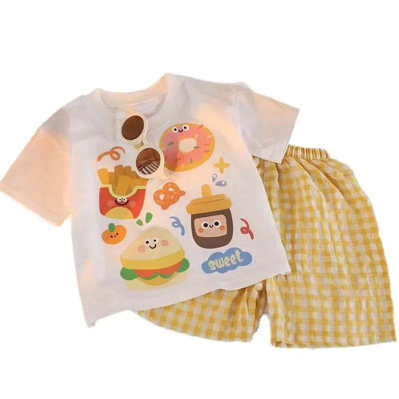 Summer Short Sleeve Cotton Tops +Shorts PCS Casual Cartoon Baby Boys and Girls Animals Clothing Sets - M & M Global
