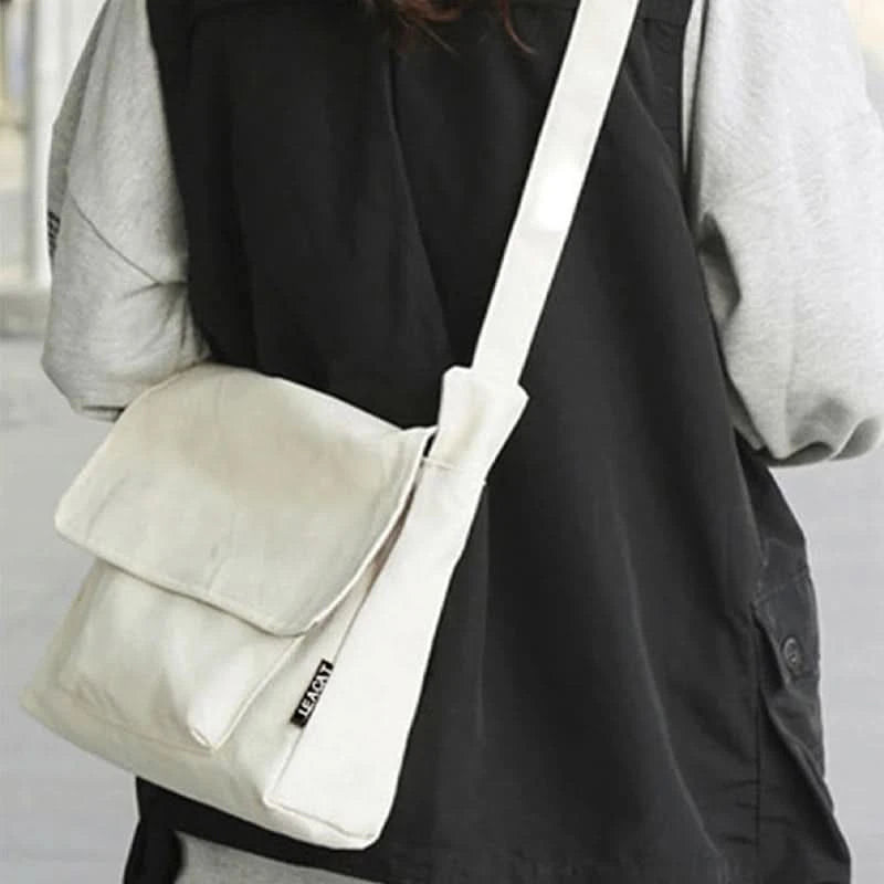 Women's Casual Canvas Messenger Bag Minimalist Crossbody Shoulder Sling Handbag for Students - M & M Global