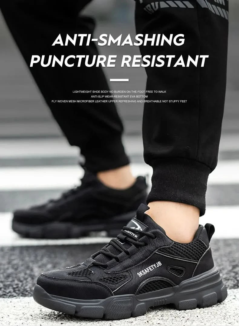 Men Work Sneakers Protective Shoes Safety Industrial Puncture-Proof Anti-smash Steel Toe Shoes Breathable Construction Work Shoe