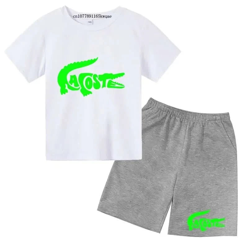 Summer Brand Casual 3-12Y Short Sleeve+Shorts Fashion Children's T-shirt Boys Girls leisure Set - M & M Global
