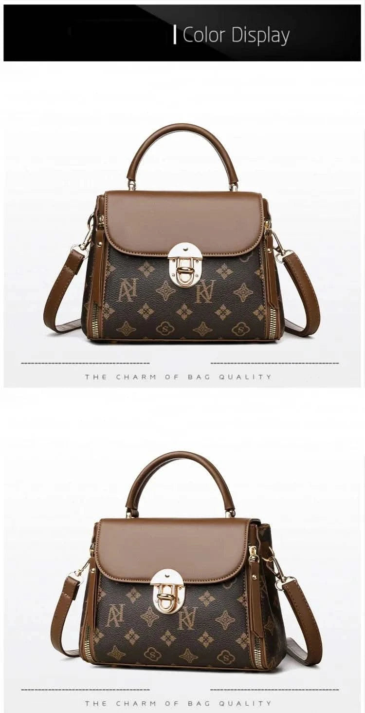 Bags for Women, Printed Fashionable Hand-Held Locks, Commuting Small Square Bag, Fashionable and Versatile Shoulder Crossbody Ba - M & M Global
