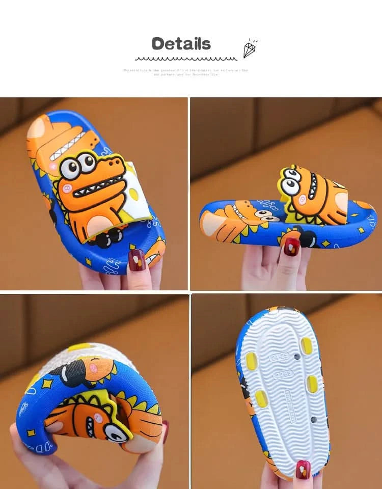 Cartoon Dinosaur Children Slippers Boy Girls Casual Shoes Flat Beach Water Shoes Indoor Soft Kids Cute Flip Flops for Boy Girl - M & M Global