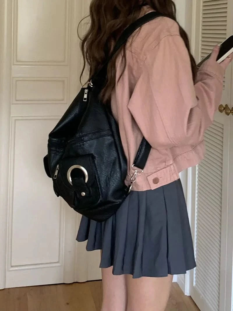 Vintage Women's Bag Leather Multifunctional Shoulder Bag Fashion Ladies Backpack Waterproof Wearable Square Backpacks - M & M Global