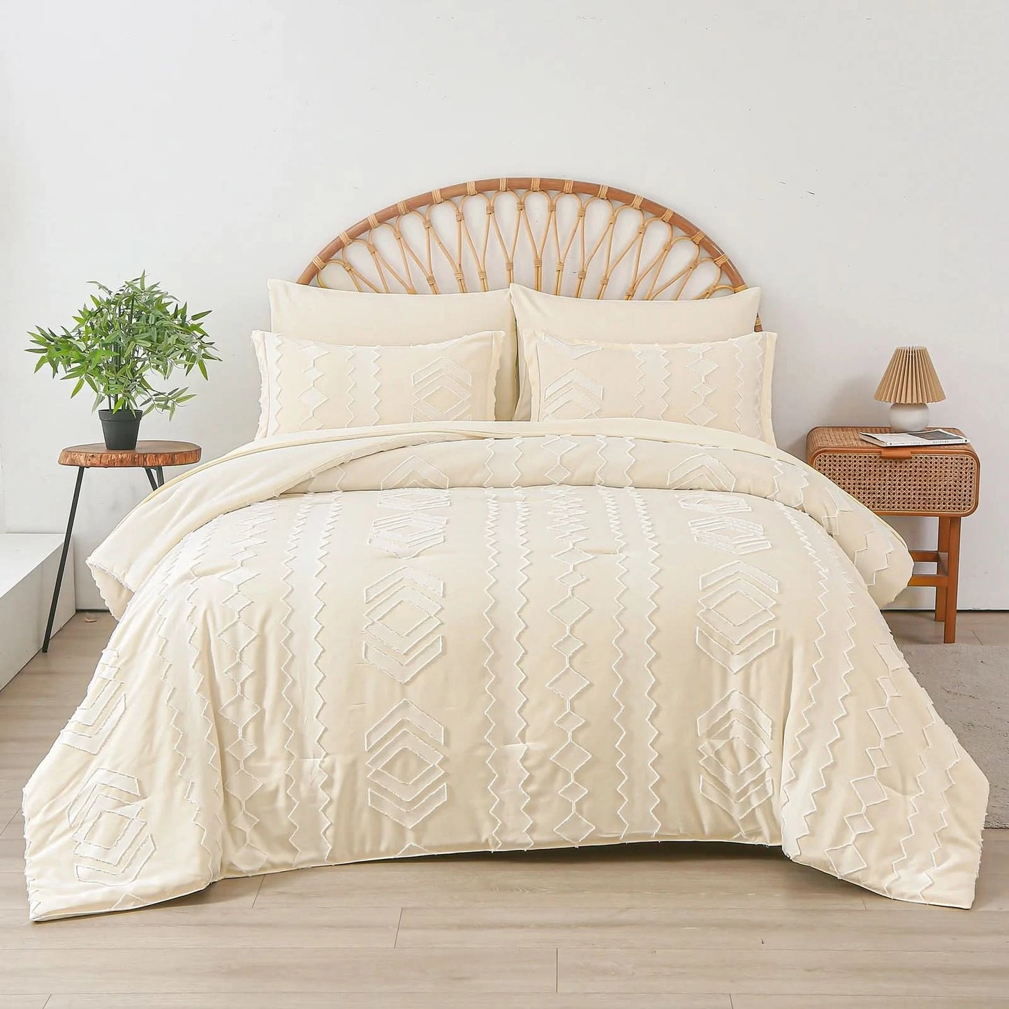 7-piece solid color diamond pattern quilt set, microfiber soft and durable bedding set bedroom decoration gift