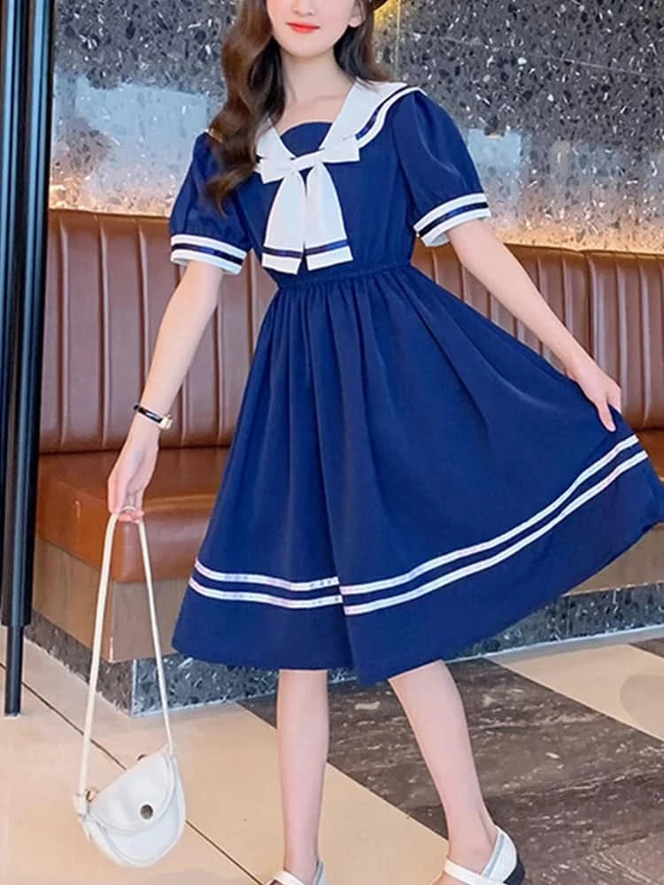 Girls School Dress Summer Dresses for Kids Costume Preppy Style School Teenagers Children Clothes Vestidos Dresses - M & M Global
