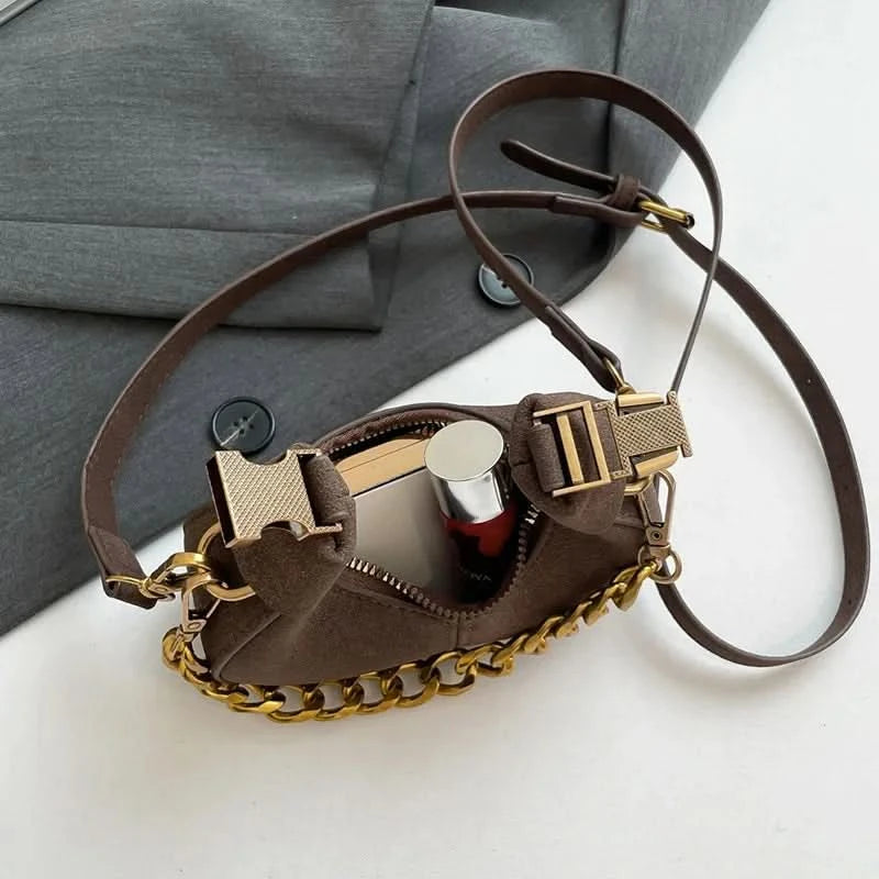 Mini Semicircle Saddle Crossbody Bag For Women Luxury Lemon Color Handbag Half Moon Bag Fashion Chain Lady Cross Body Bag - M & M Global