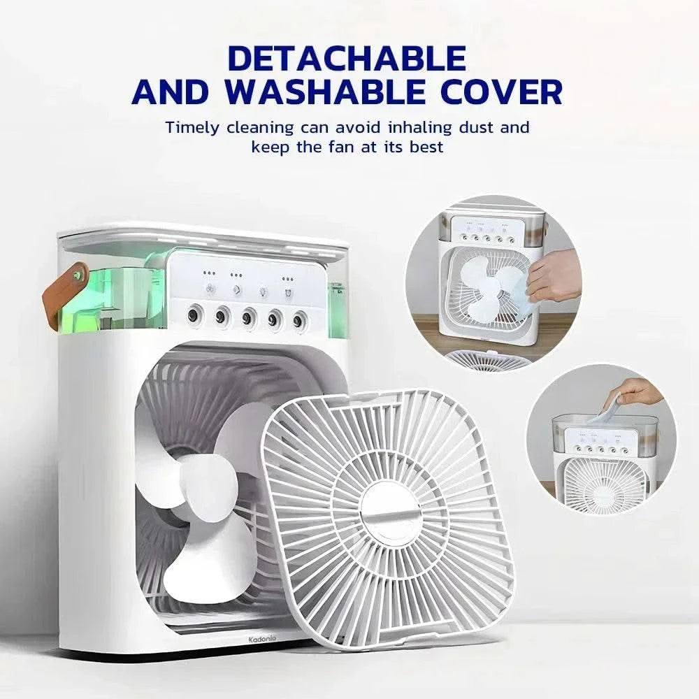 3 In 1 Fan AIr Conditioner Household Small Air Cooler LED Night Light Portable Humidifier Air Adjustment Fan Office Home Fan New - M & M Global