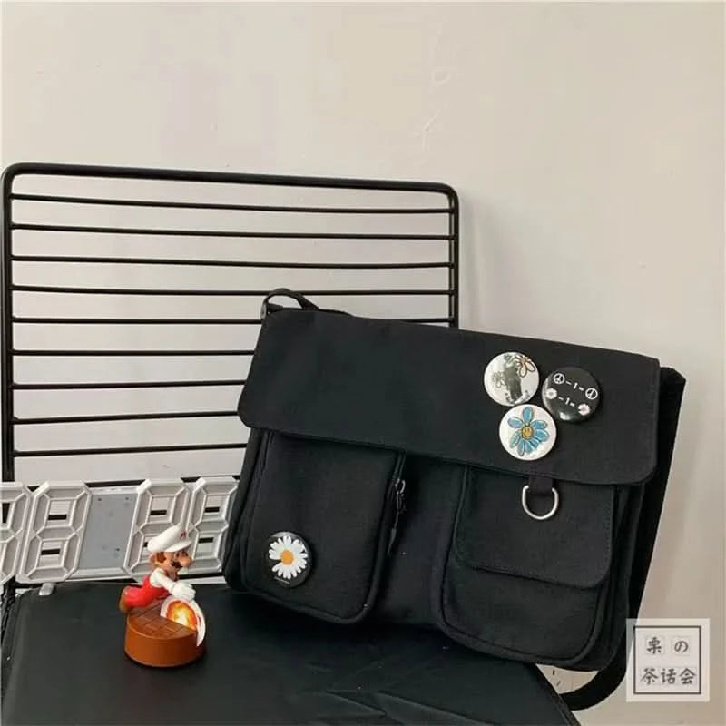 Japanese Harajuku Cute Retro Girl Messenger Shoulder Bag Canvas Student School Female Anime double messenger bag - M & M Global