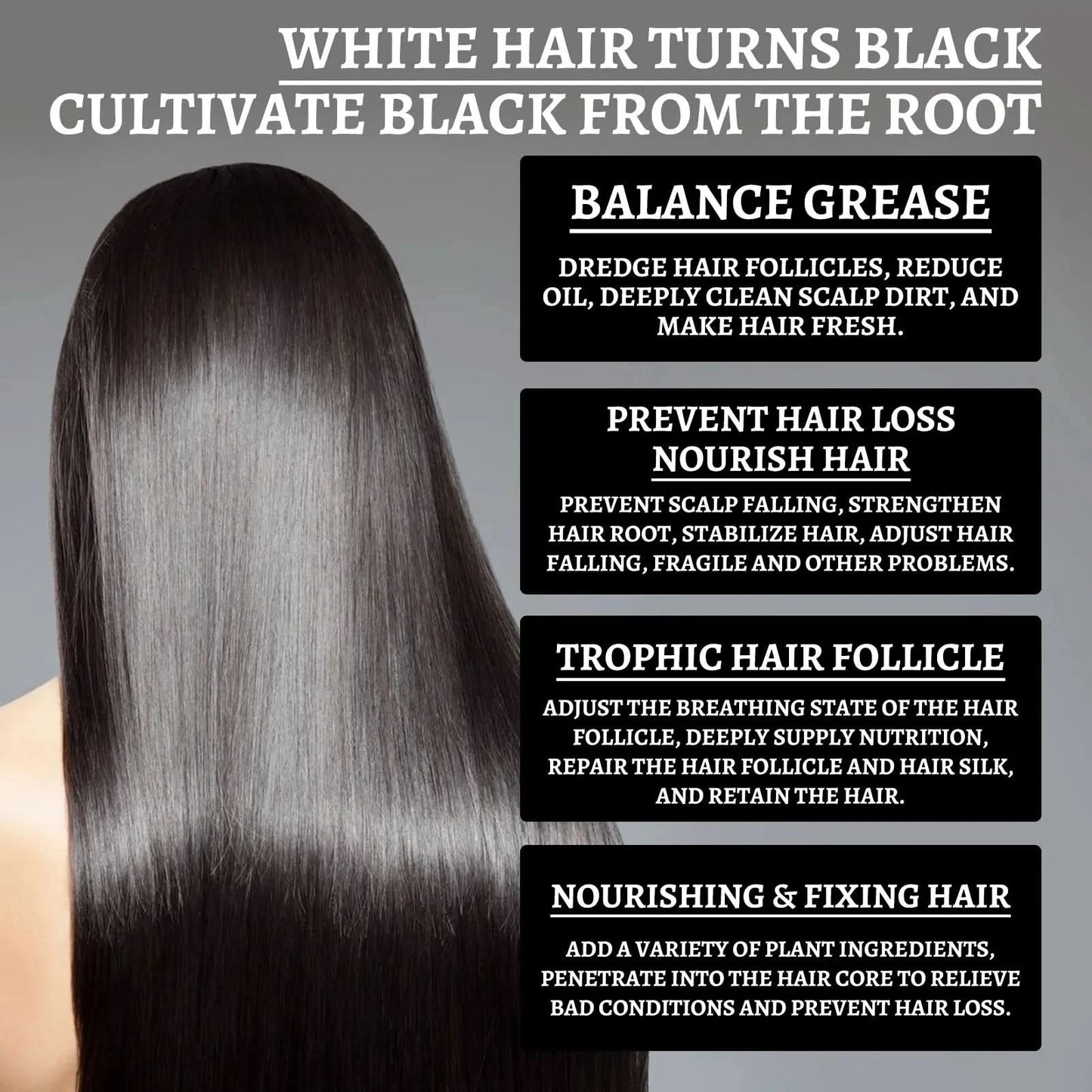 Reying Hair, Hair Darkening , Organic Ganoderma Nutrient Hair Reverse 30ML Black Ganoderma nourishes hair and strengthens it - M & M Global