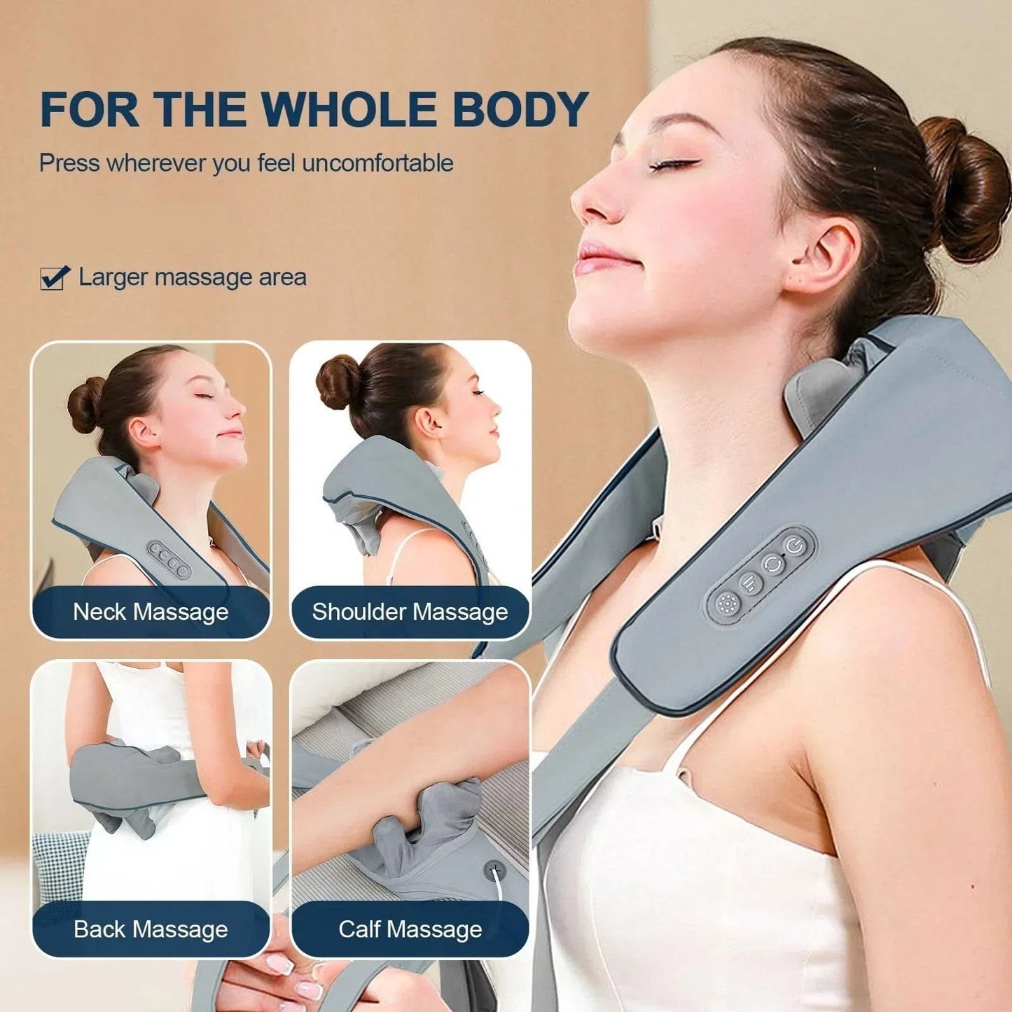 20W Wireless Trapezius Massager Neck And Shoulder Kneading Massager Neck And Back Massager Shawl Neck Cervical masajeador - M & M Global