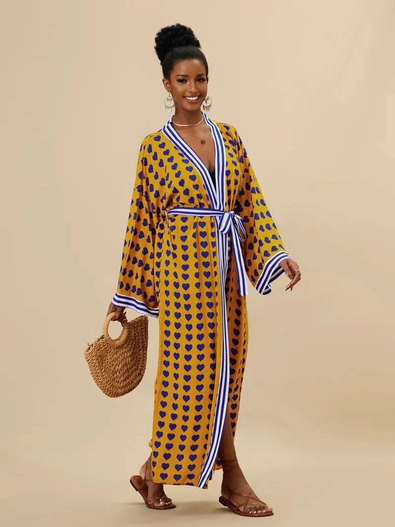 Para Praia Kimono Beach Robe 9 Colors Bikini Cover Ups Beachwear Femme Long Dress Sarong Women Loose Cardigan Swimsuit Covers - M & M Global
