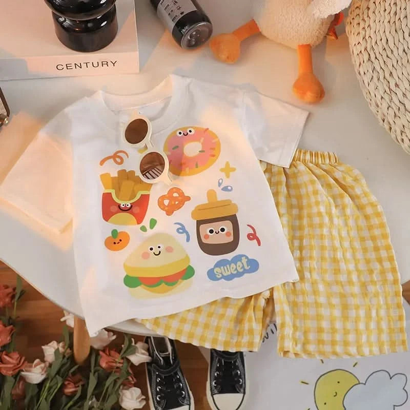 Summer Short Sleeve Cotton Tops +Shorts PCS Casual Cartoon Baby Boys and Girls Animals Clothing Sets - M & M Global