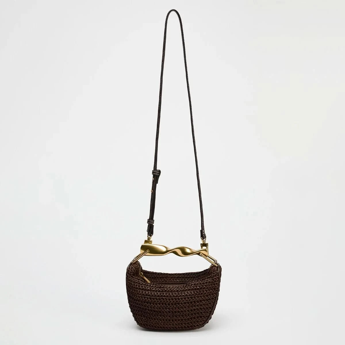 Metal handle Mini Crossbody zipper Braided bag Beach braided adjustable shoulder strap - M & M Global