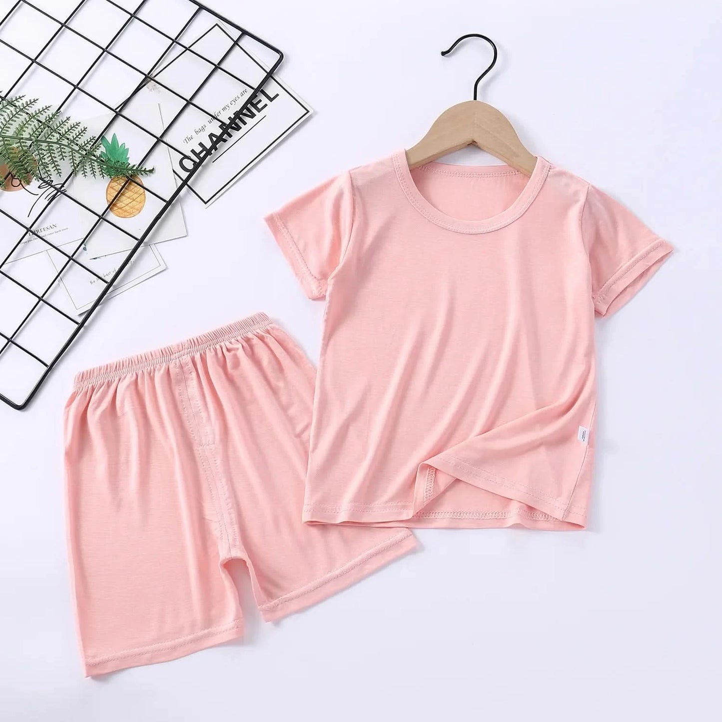 Children's Pajamas Modal Short-sleeved Suit Summer Pajamas Children's Clothing High Waist Belly Protection Home Clothes - M & M Global
