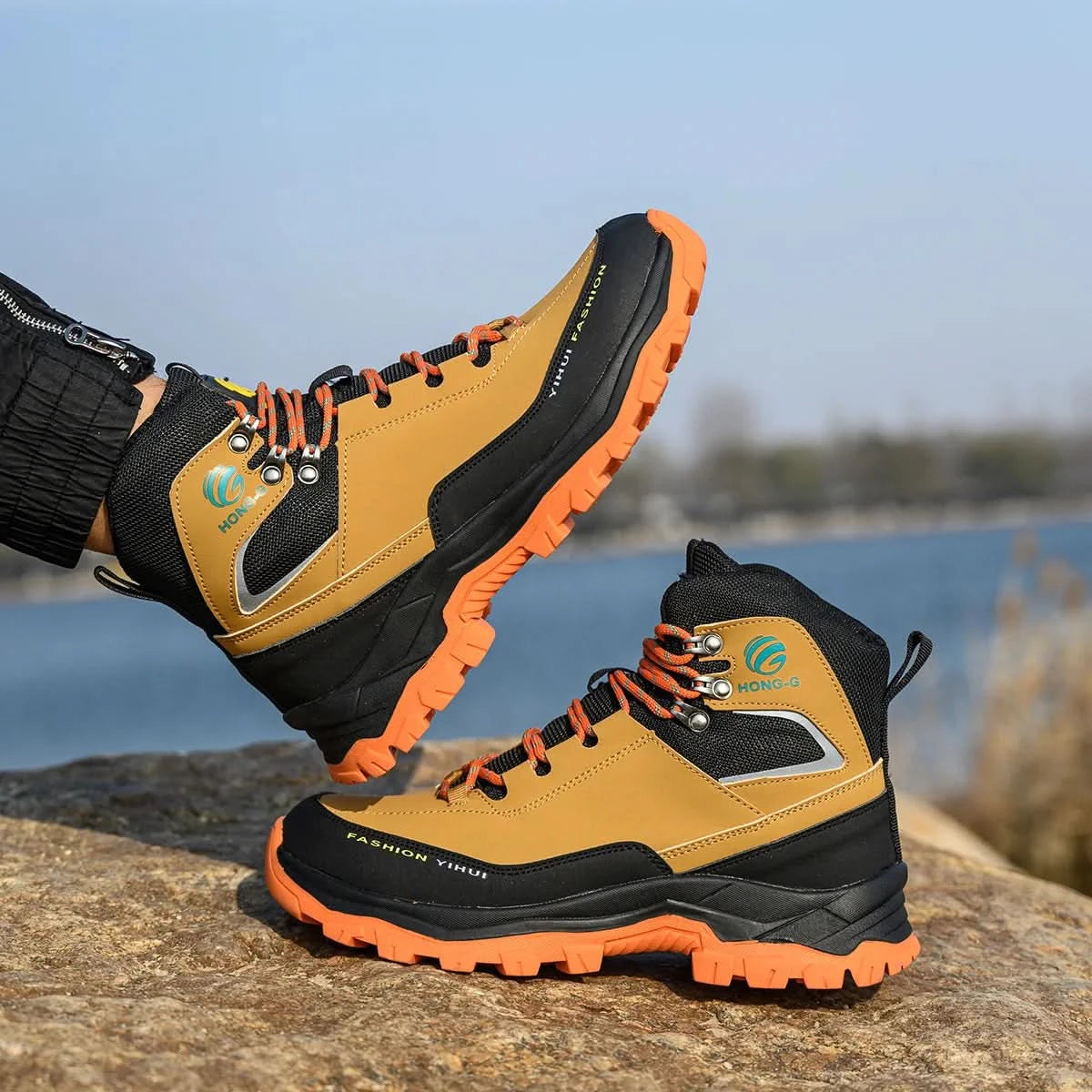 Mens Work Boots Steel Toe Safety Sneakers with Metatarsal Guard Slip-Resistant Puncture-Resistant Sole for Warehouse & Delivery