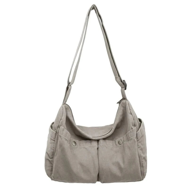 Vintage Style Canvas Messenger Bag Casual Travel Crossbody Bag Retro Large Capacity Shoulder Bag Multi Pocket Shoulder Bag - M & M Global