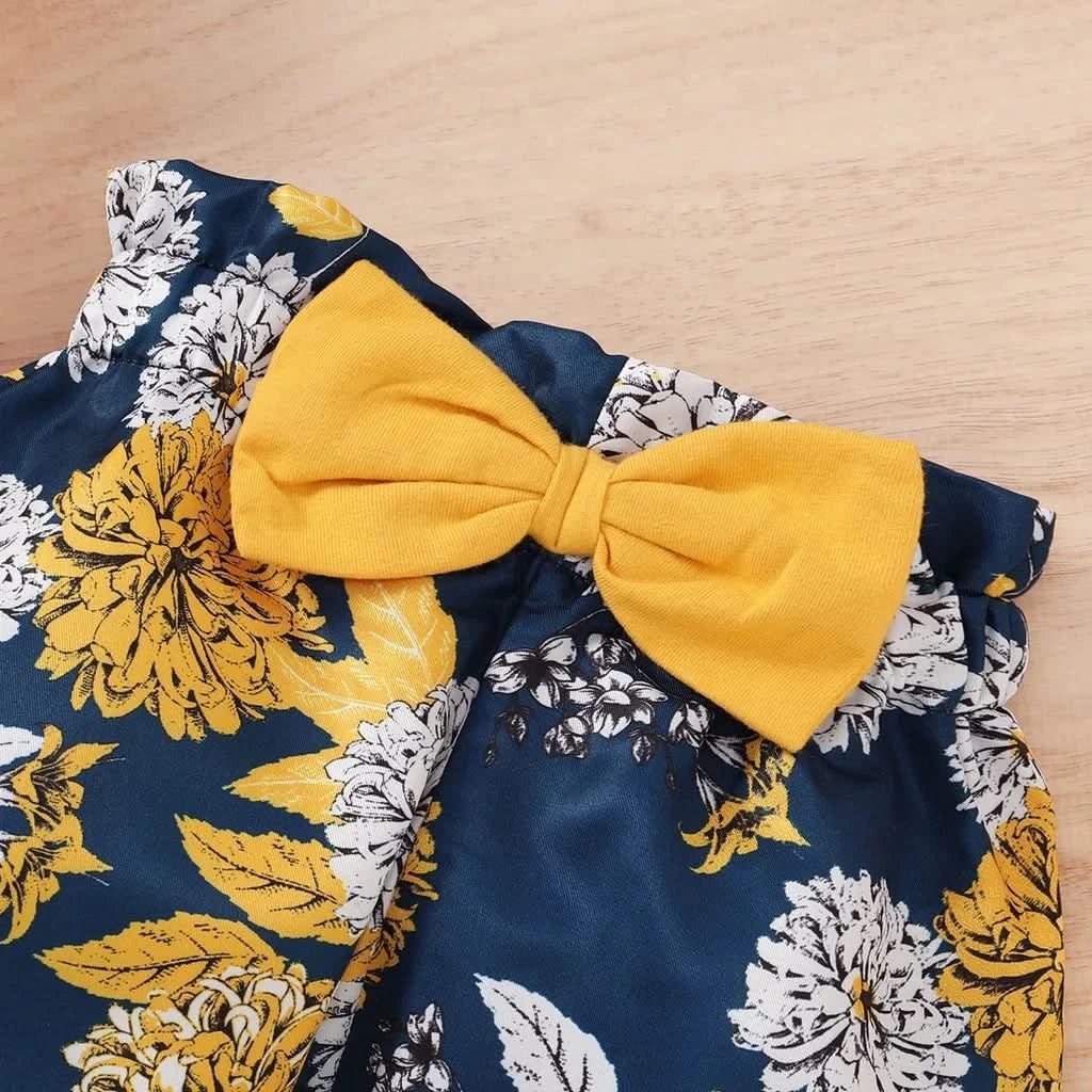 Newborn Baby Girls Clothing Set Infants Girl Short Sleeve Bodysuit+Floral Pants with Bow+Headband 3PCS Outfits for 0-18 Months - M & M Global