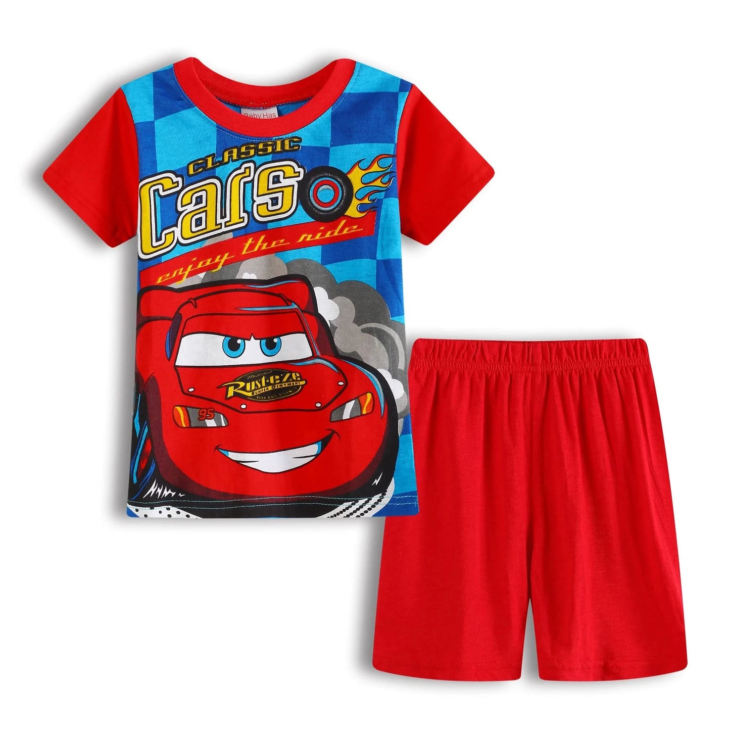 Summer Children Pajamas Set Short Sleeve T Shirt Shorts car Pyjamas Kids Boy Girls Pijamas lightning mcqueen Cartoon Sleepwear - M & M Global