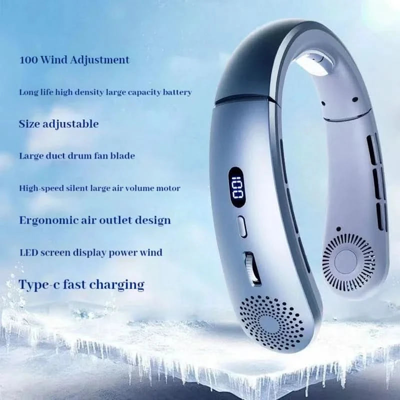 Neck Fan,Lightweight Wearable Fan, Low Noise 5 Speed Hands Free Fan, Hanging Headphone Design Sports Fan for Indoor & Outdoor
