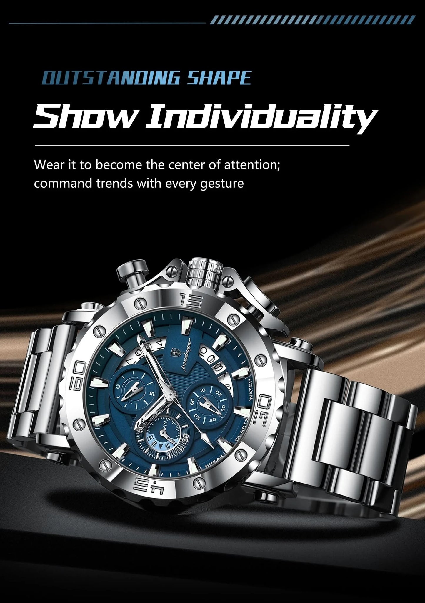 POEDAGAR Luxury Watch For Men Calendar Luminous Waterproof Man Clock Male Chronograph Stainless Steel Men's Quartz Watches Reloj - M & M Global