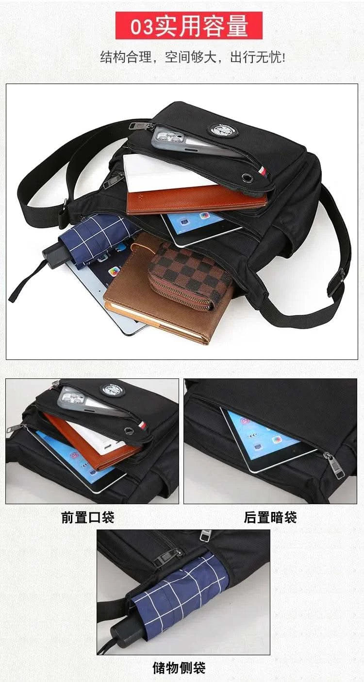 Business Fashion Men's Shoulder Bag Women's Crossbody Bag Large Capacity Multipurpose Travel Bags Tool Bag Oxford Cloth Material - M & M Global