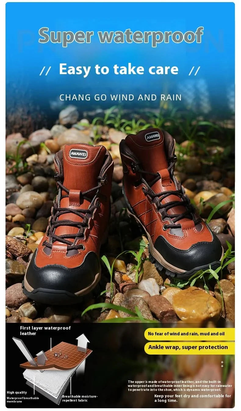 Men’s Steel Toe Work Shoes Widen Metatarsal Protection Puncture-Resistant Slip & Abrasion-Resistant Construction Work Shoes