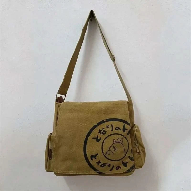 Canvas Messenger Handbag Simple Large Capacity Artistic Washed Women Oblique Straddle Canvas Bag Leisure Shopping Women Handbag - M & M Global