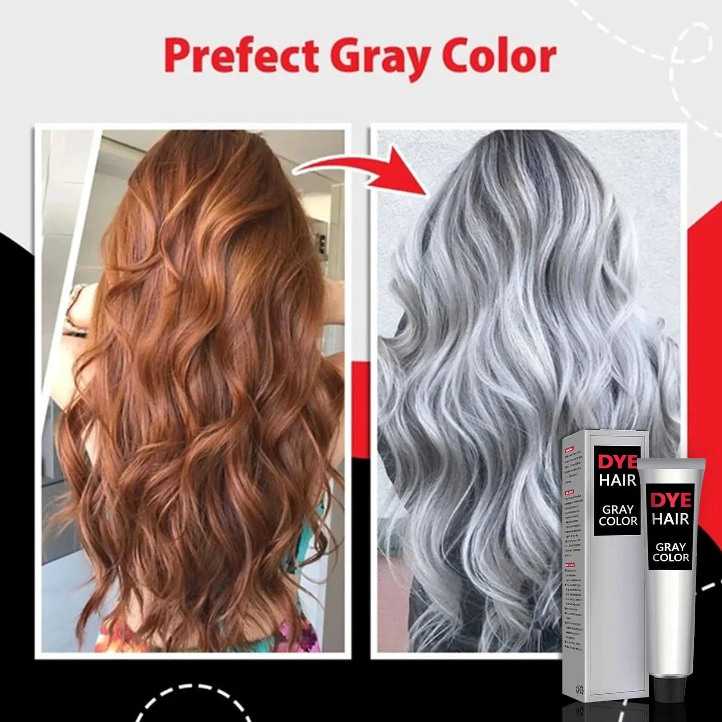 Permanent Hair Dye Gray Colors Punk Style Salon Light Grey Silver Long Lasting Unisex Styling Root Coverage Hair Dye Cream 100ml - M & M Global