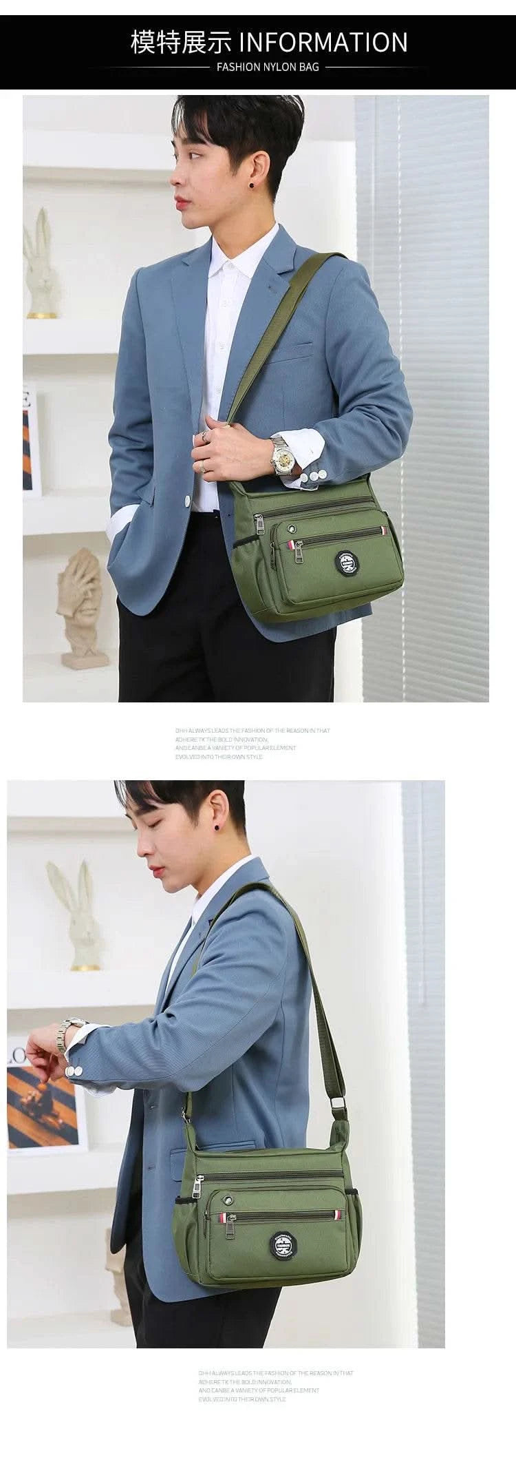 Business Fashion Men's Shoulder Bag Women's Crossbody Bag Large Capacity Multipurpose Travel Bags Tool Bag Oxford Cloth Material - M & M Global