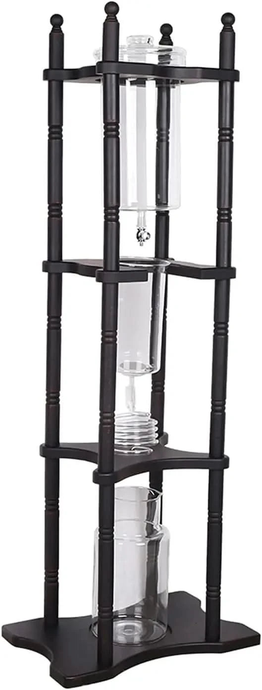 Cold Brew Maker Tower Iced Coffee Maker 2500ml Vertical Japanese Style Glass Container and Wood Stand 25 Cups With Slow Drip Tec - M & M Global