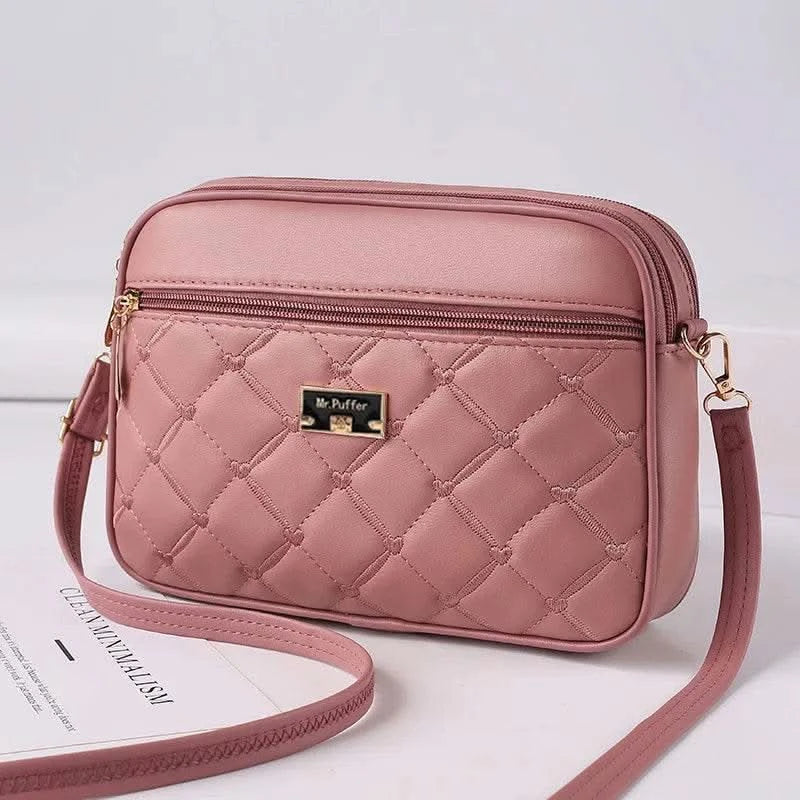 2025 Women's One Shoulder Small Square Handbag New Cross Border Foreign Trade Lingge PU Crossbody Versatile Small Messenger Bag - M & M Global
