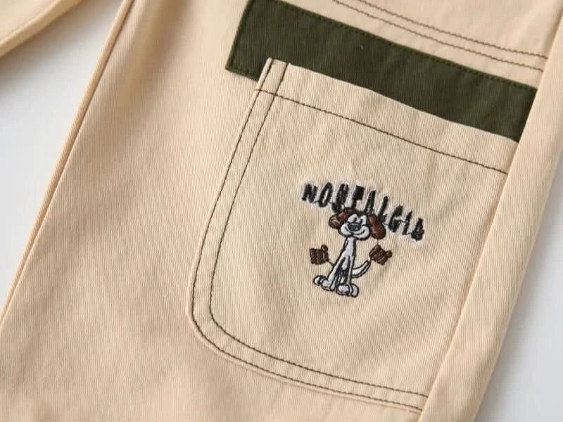 Wholesale New Children Boy Trousers Embroiedry Pockets Spliced Kids Boys Pants Casual Cotton Infant Babys Boys Bottoms 2-8Y Pant - M & M Global