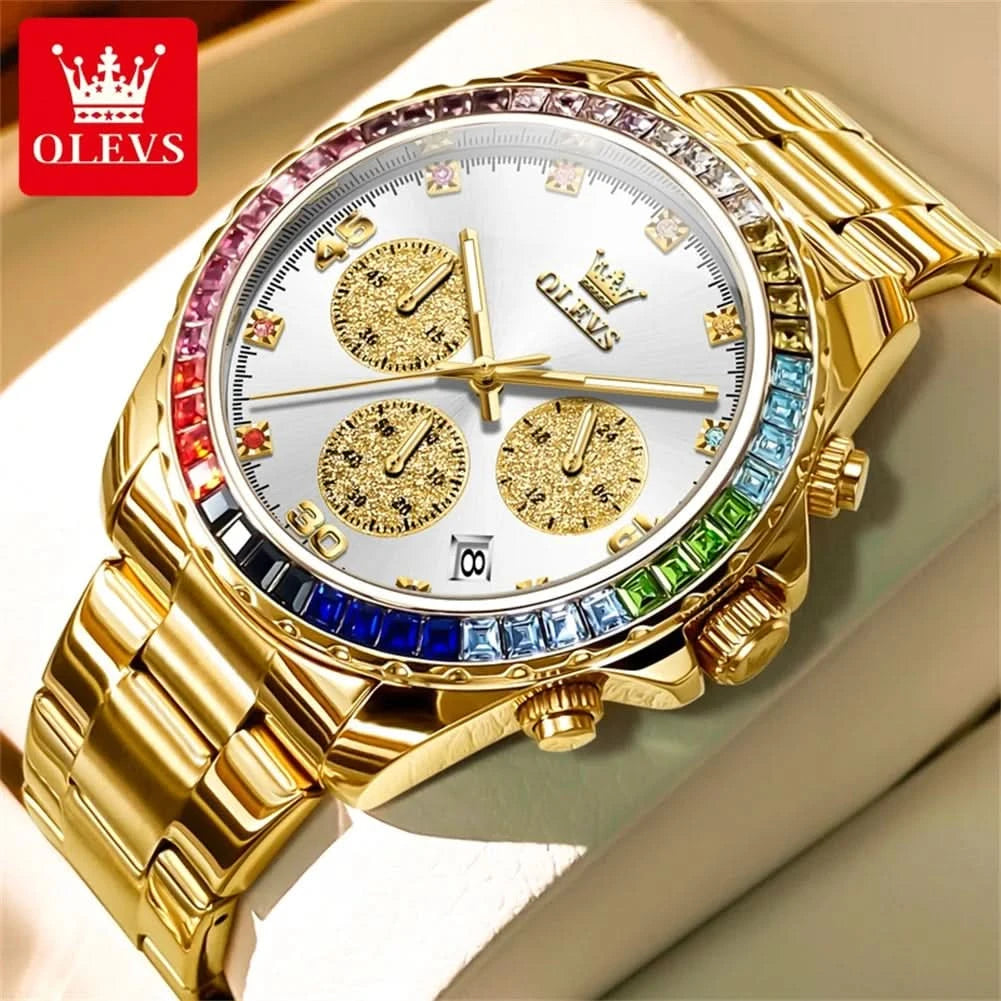 OLEVS 2939 Mens Watch Original Brand Quartz Watch Waterproof Luminous Watch For Men Multifunctional Chronograph Sport Date Reloj - M & M Global