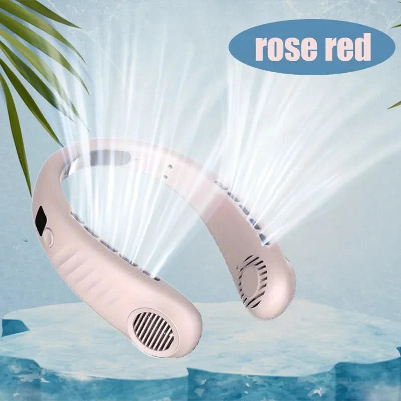Summer Hot Deal Neck Fan 5-Level Speed Flexible Silicone Families/Travelers/Campers - Beach/Hiking/Outdoor Cooler Limited Offer - M & M Global