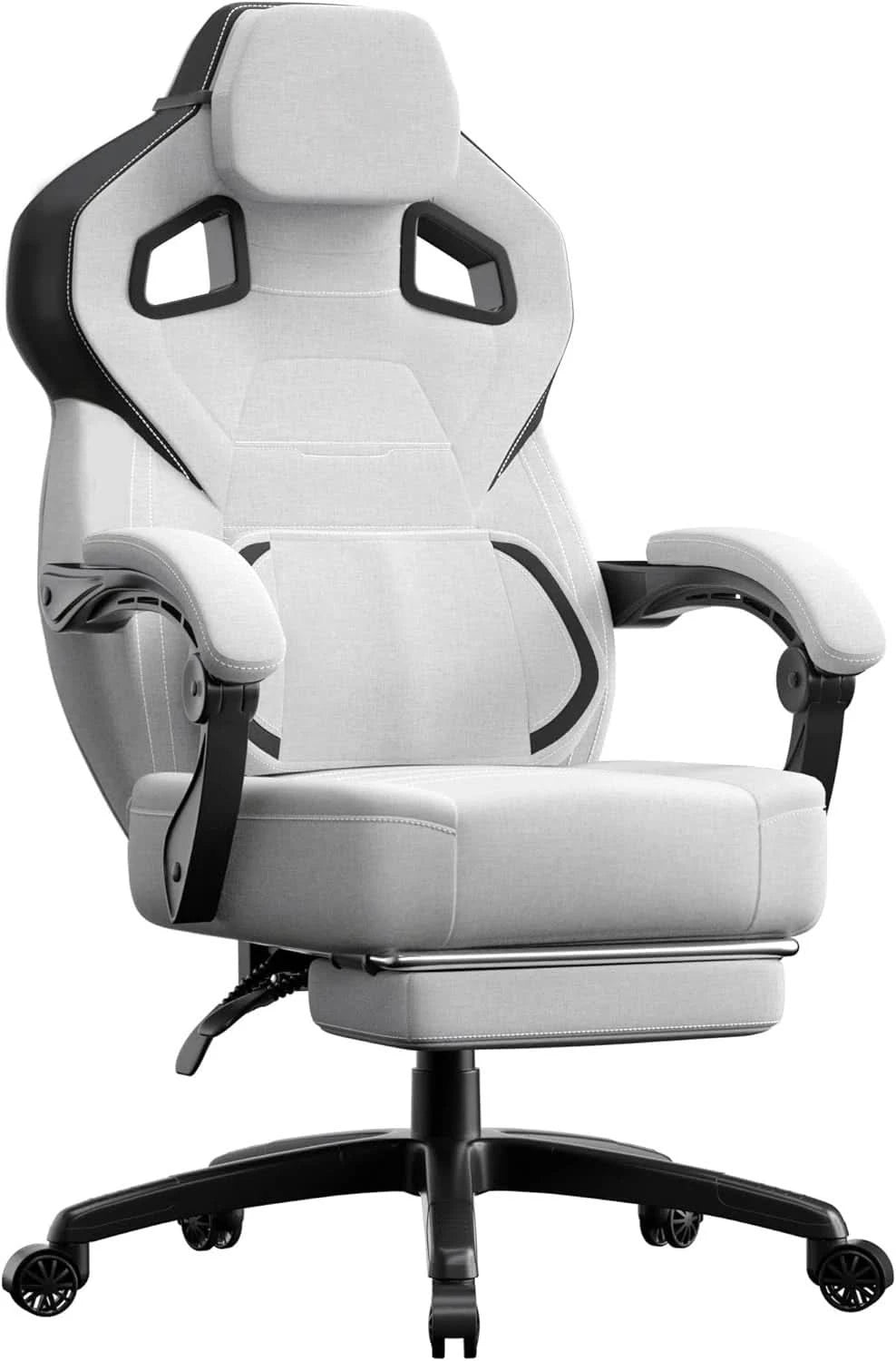 Fabric Gaming Chair with Footrest, Big and Tall Gamer Chair with Lumbar Support, Wide Back Computer Chair for Heavy People
