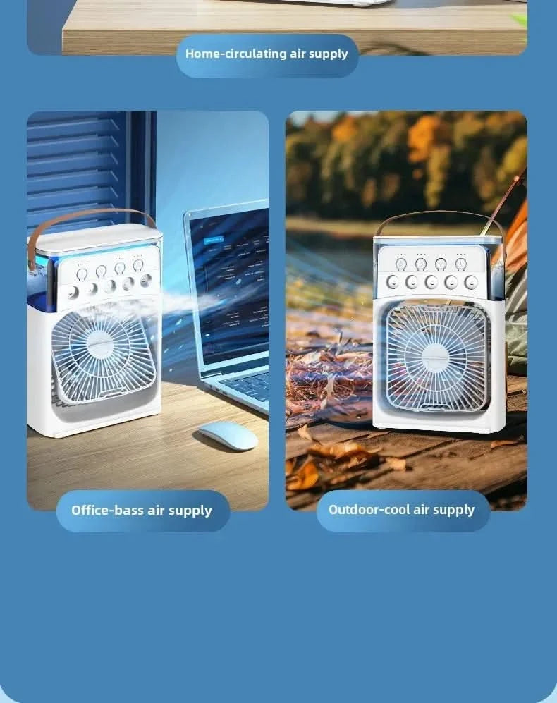 Portable 3 in 1 Mini AC Air Cooler Fan Humidifier with LED Light for Home Office Bedroom Camping Cooling - M & M Global