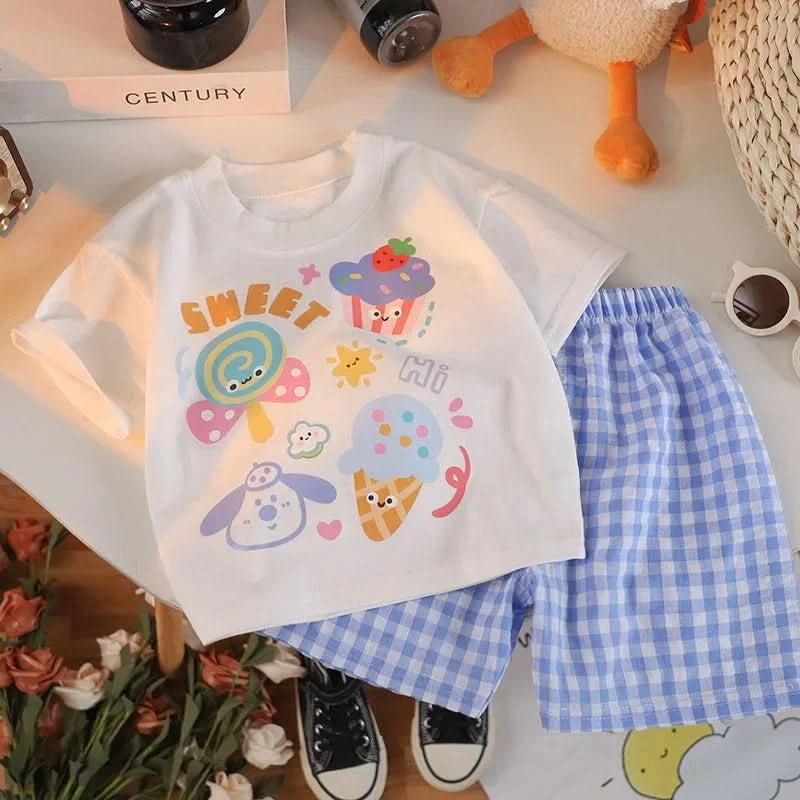 Cartoon Baby Boys and Girls Animals Clothing Sets Summer Short Sleeve Cotton Tops +Shorts PCS Casual - M & M Global