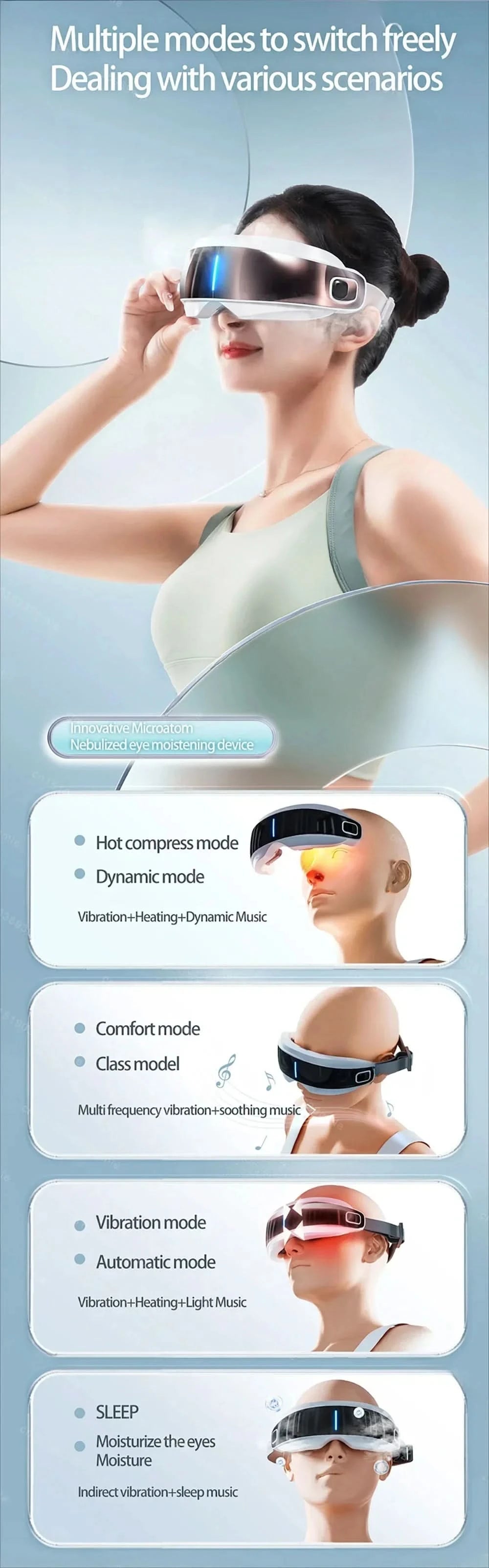 Steam Eye Massager Warm Spa Eye Steamer Acupressure Therapy Kneading Massage Eyes Bluetooth Relieve Eye Fatigue Massage Relax - M & M Global