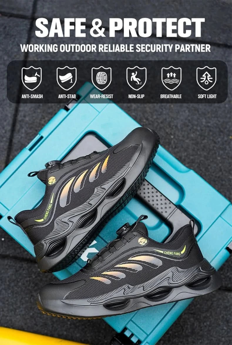 Soft sole lace-free anti-smash and anti-puncture safety shoes