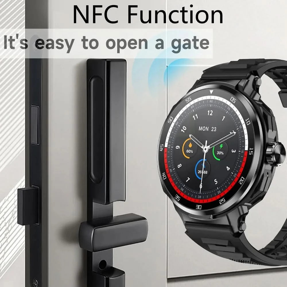 Smart Watch for Men with Hidden Earbuds Wireless Calling Fitness Tracker NFC Waterproof Heart Rate Monitor