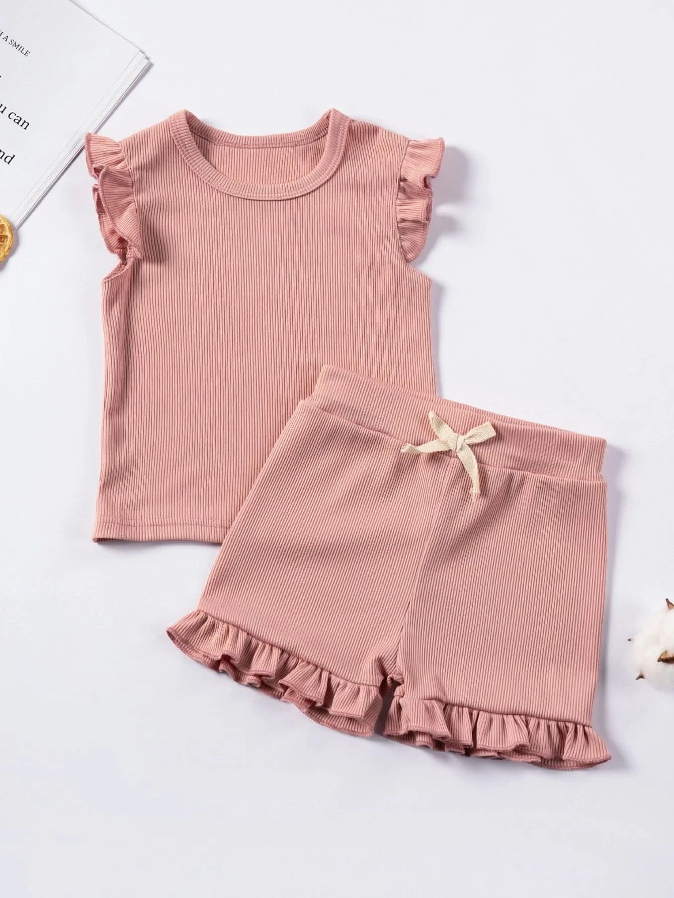 2024 Summer Hot selling Little Girl Daily Casual Clothing Minimalist Little Girl Polyester Set Cool Sleeveless Shorts Set Girl - M & M Global