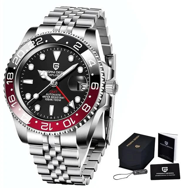 PAGANI DESIGN PD-1662 Luxury GMT Men Mechanical Wristwatch Sapphire Glass Stainless Steel 100M Waterproof Automatic Watches - M & M Global